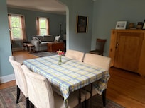Dining area looking into living room / pullout couch. (Comfy!)