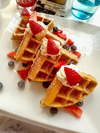 The restaurant has a nice view with good service and food!