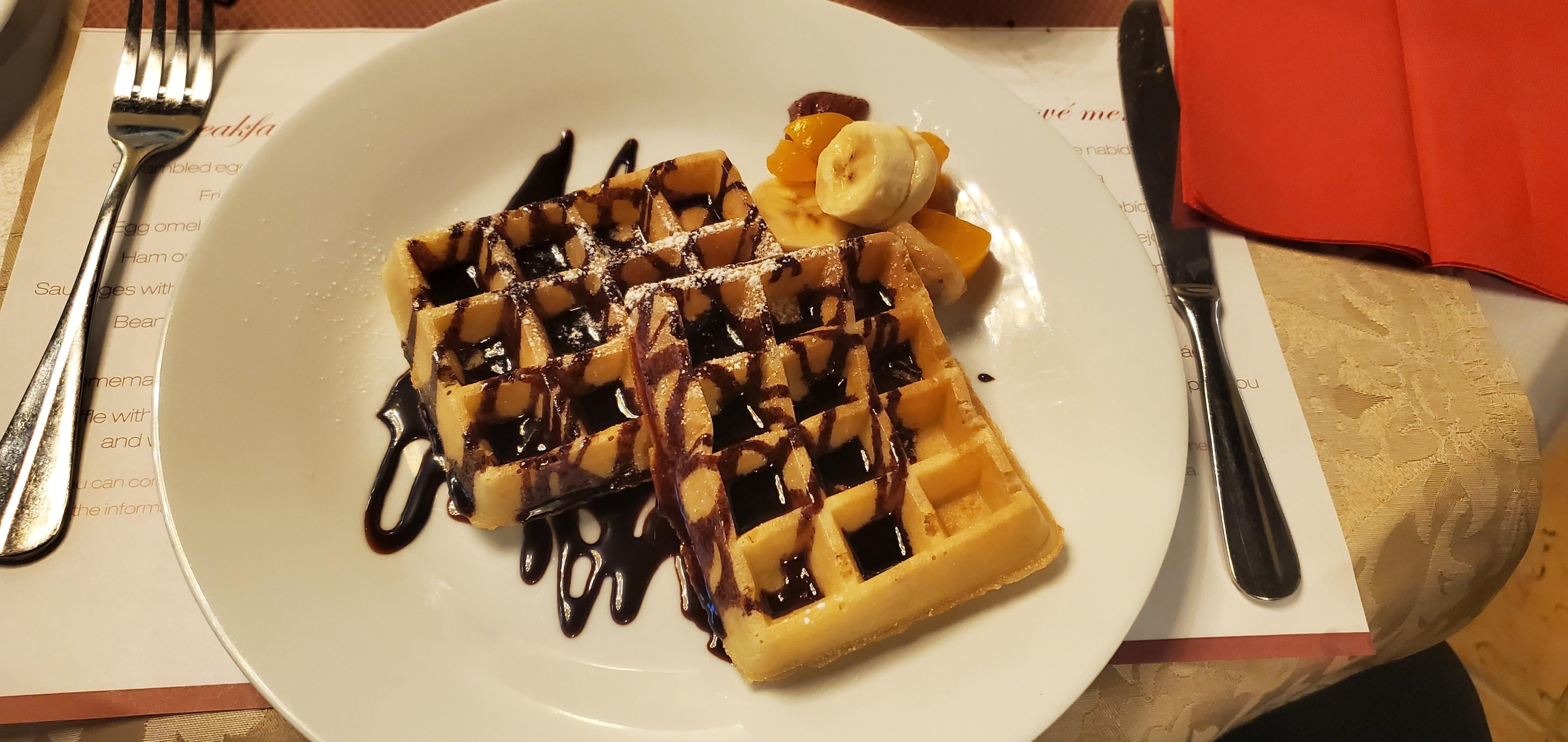 Hot cooked to order breakfast waffle.