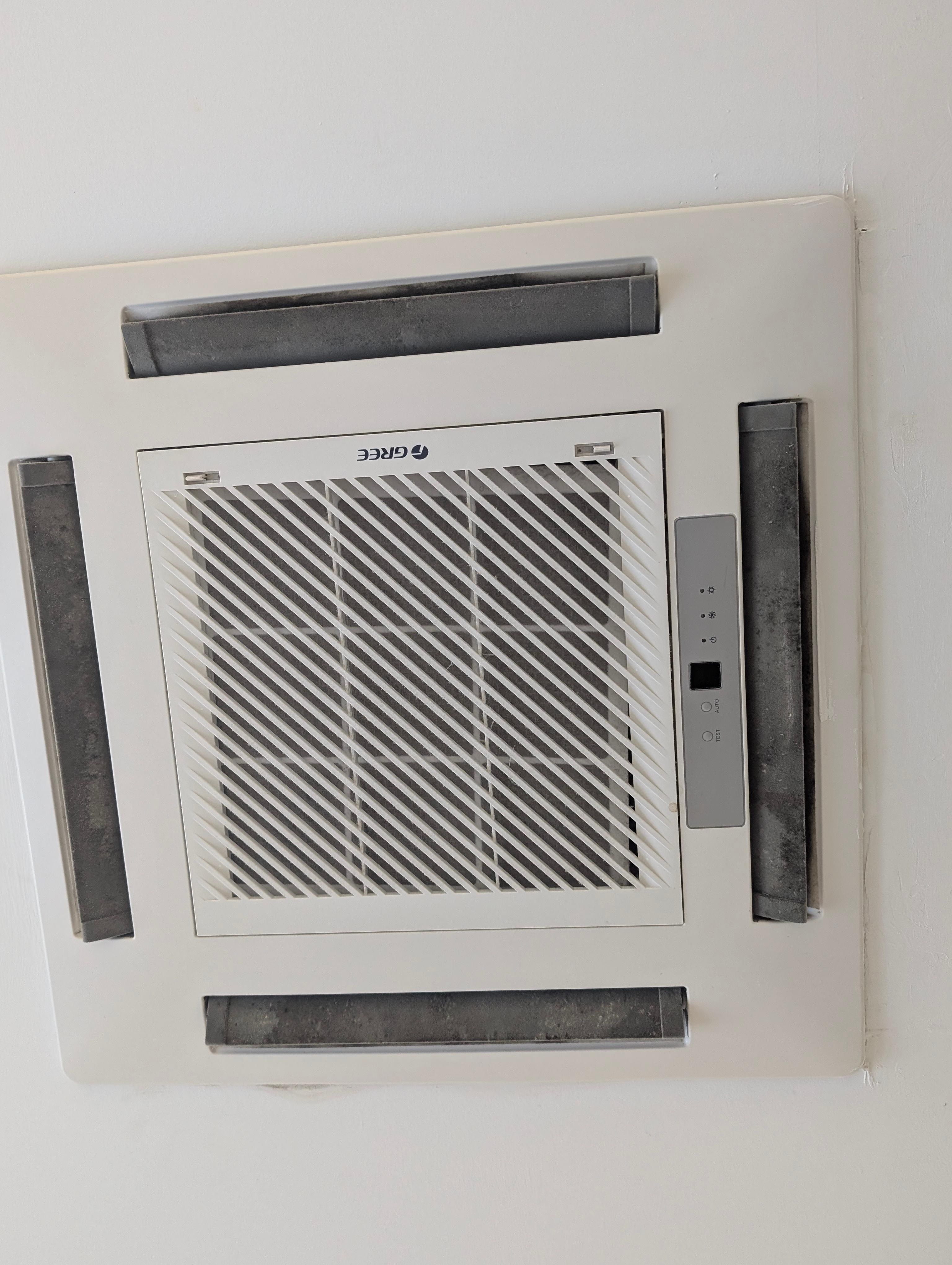 Filter and overheard air handler hadnt been cleaned in ages.
