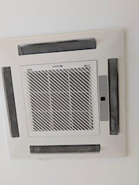 Filter and overheard air handler hadnt been cleaned in ages.