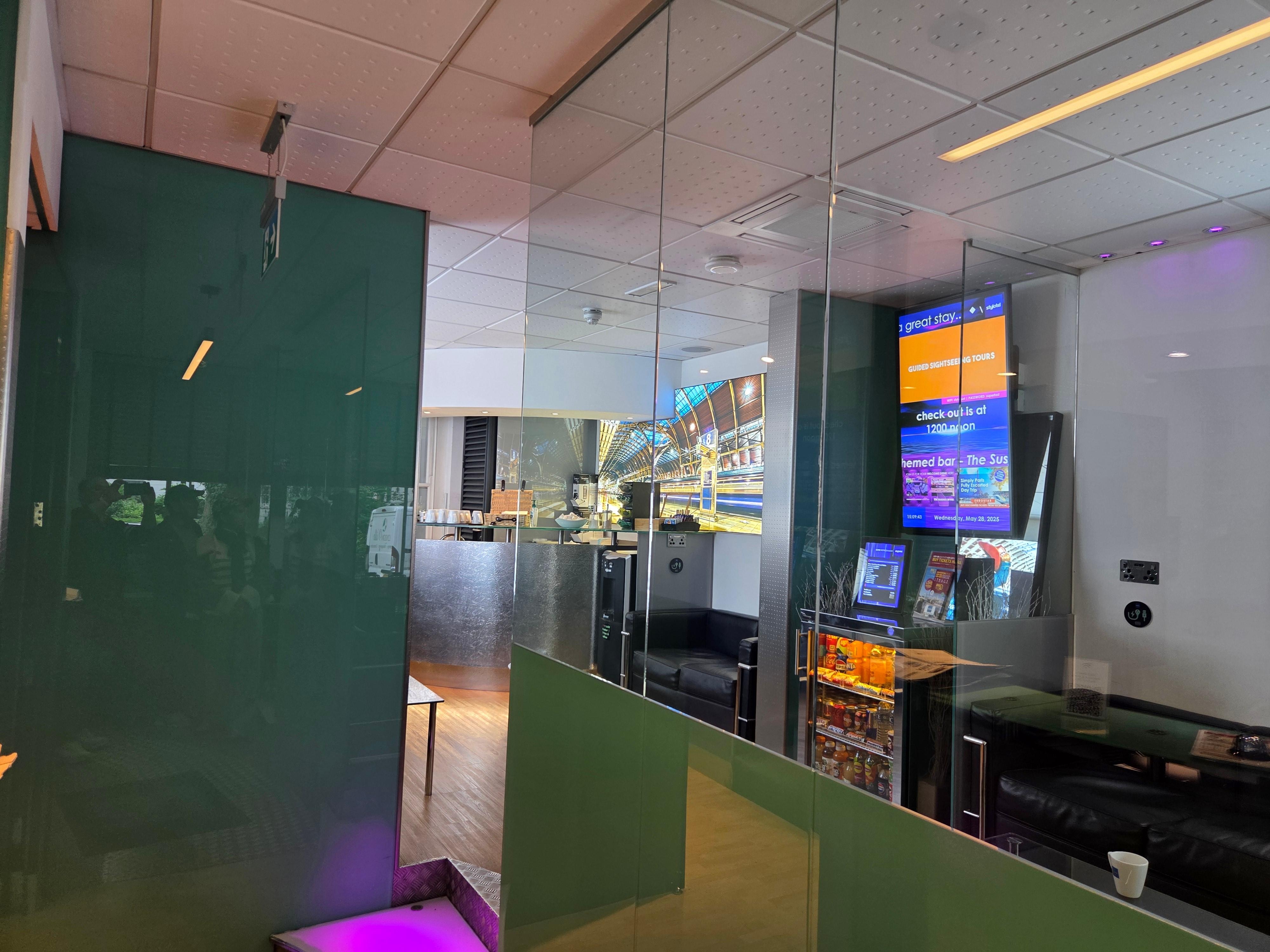Common area with free tea and coffee