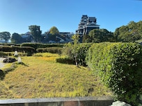 早餐餐廳的窗外景色看得到熊本城