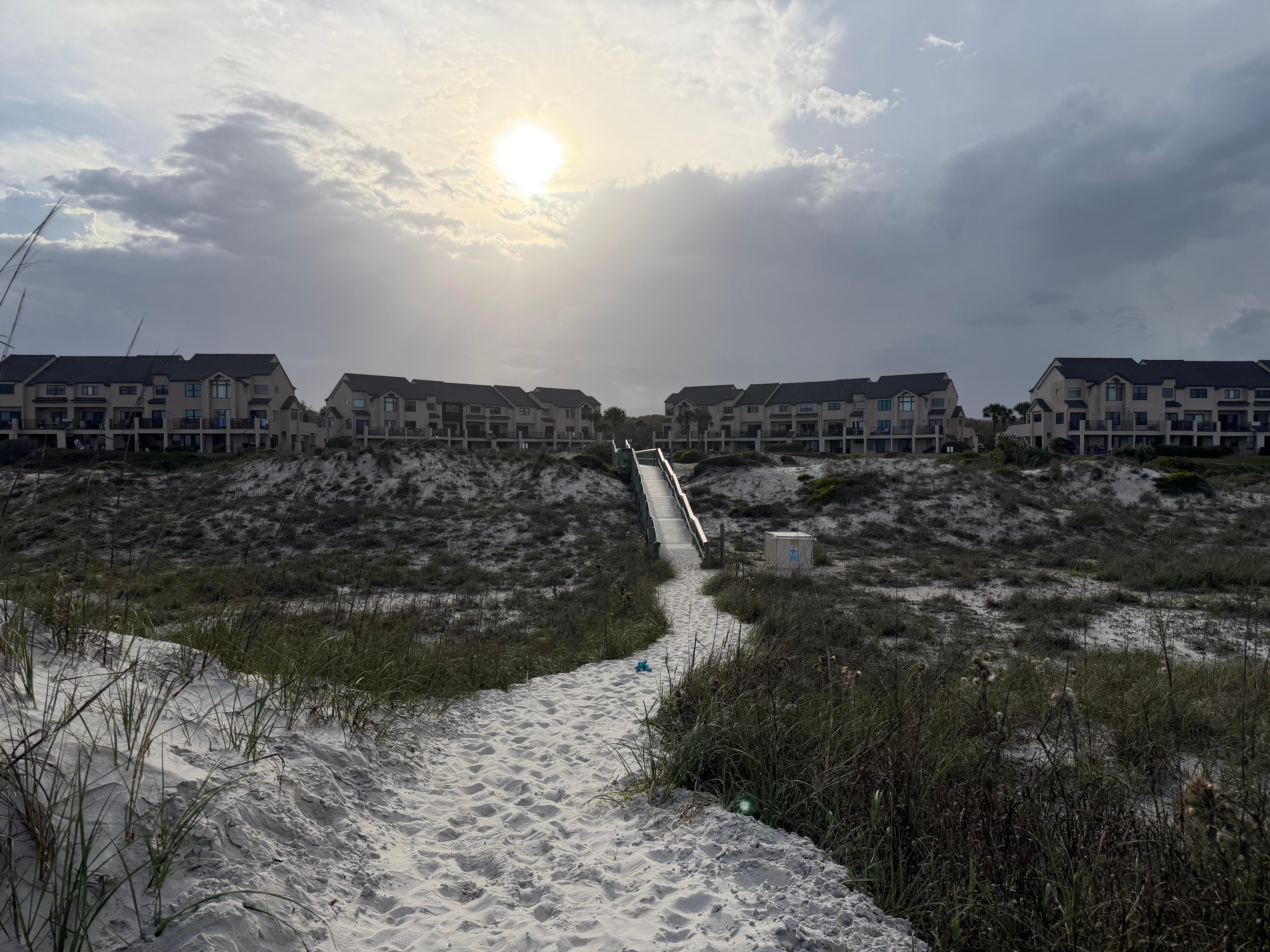 View from beach up at condos 