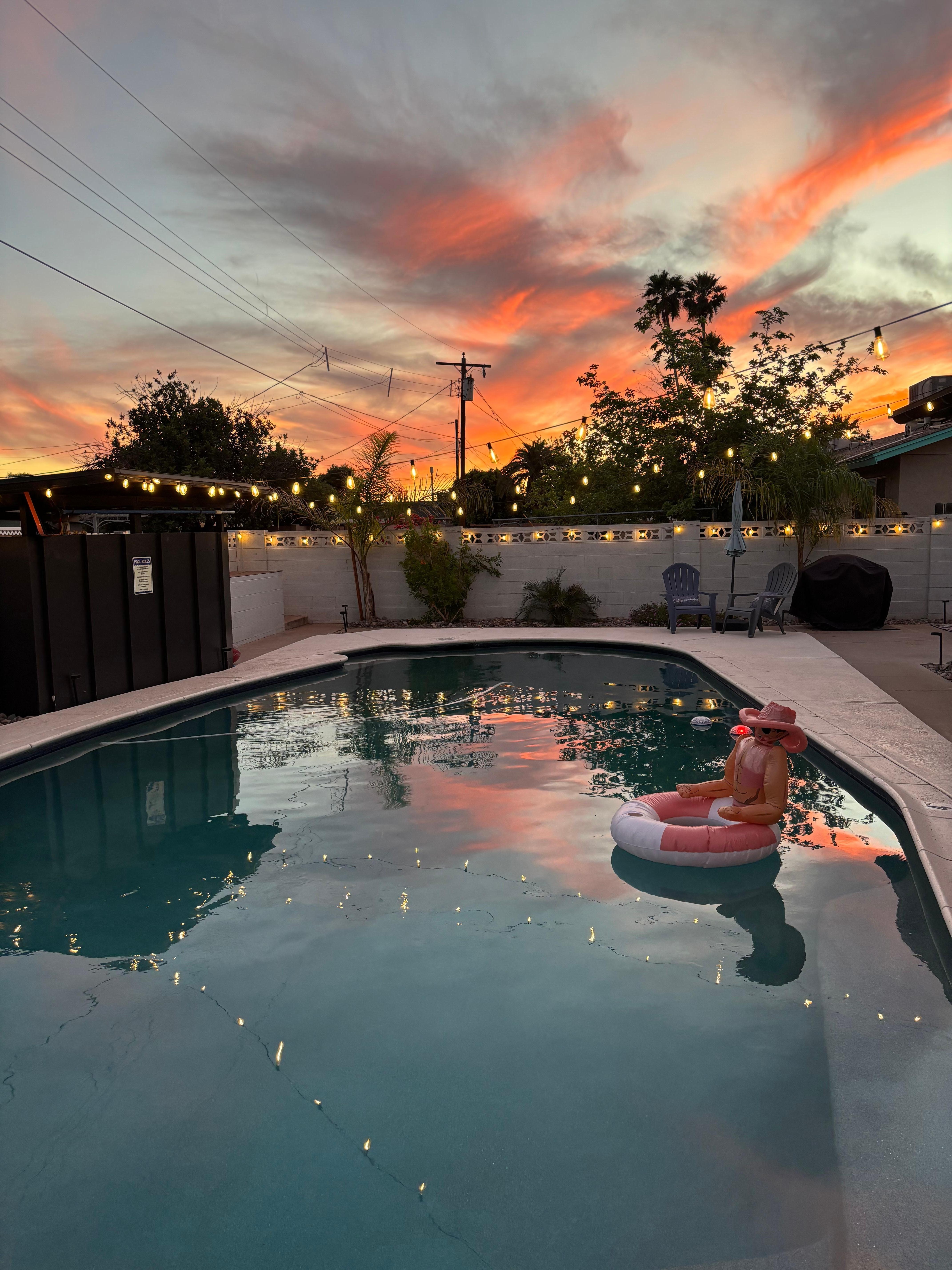 Beautiful sunset view from the backyard. 
