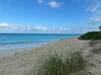 Beach is a short walk from the house.