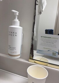 Bath gel outside the bathroom.