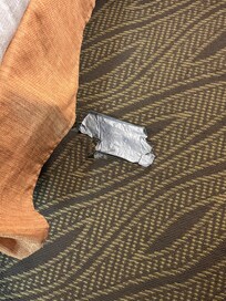 Duct tape on carpet. Nice touch. Duct tape can repair anything.