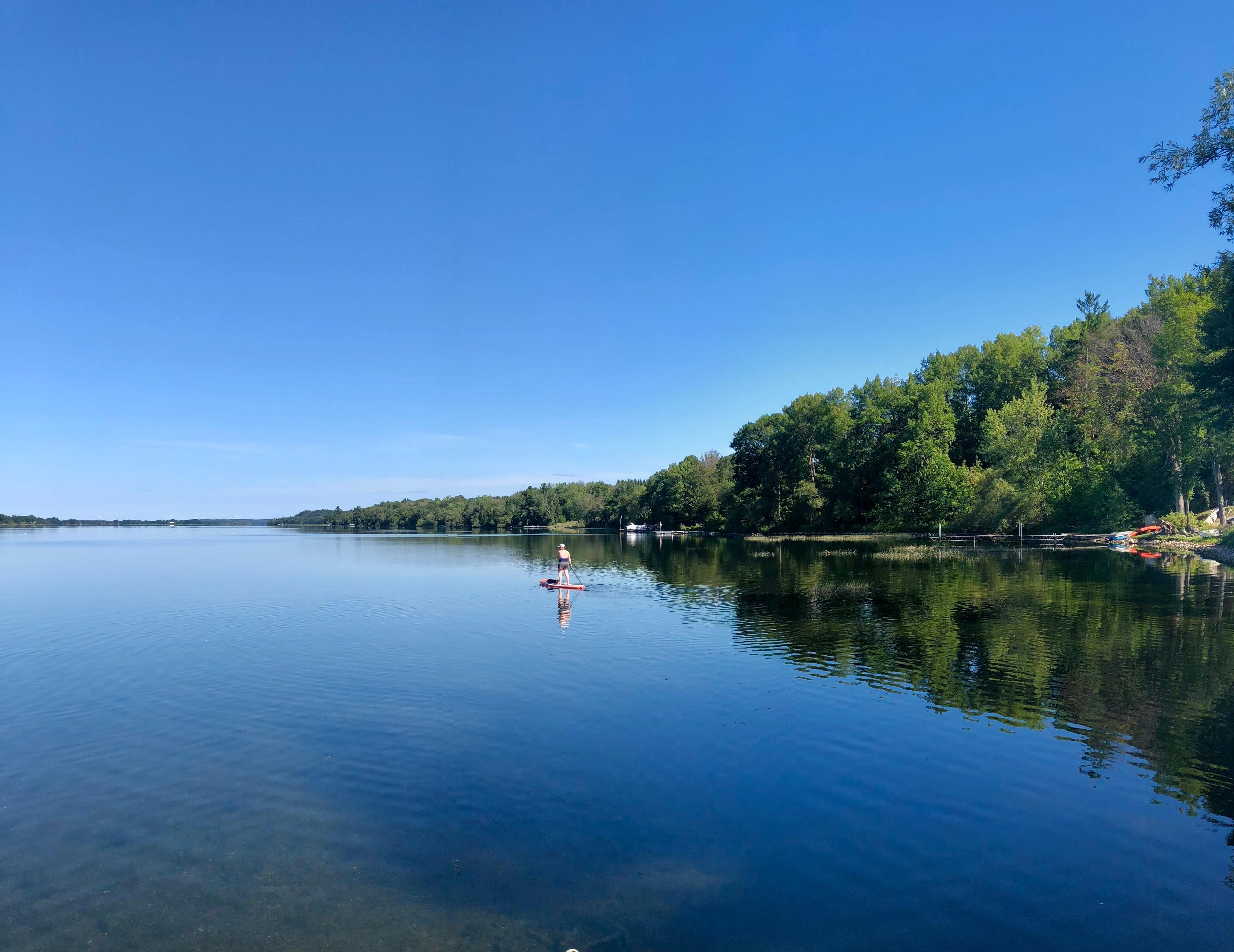 Paddle boarding off the dock! 