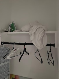 Dirty sheets just laying there in both closets.