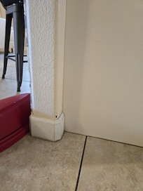 Dirty walls and floors.