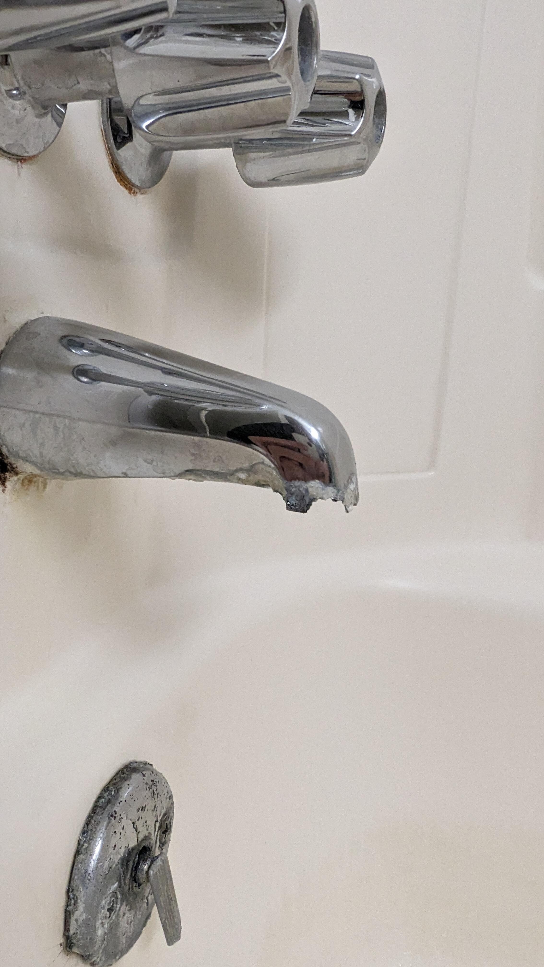 bathtub is broken and sharp