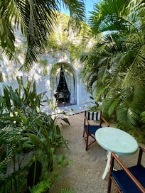 Entrance and sitting area to our garden hotel room