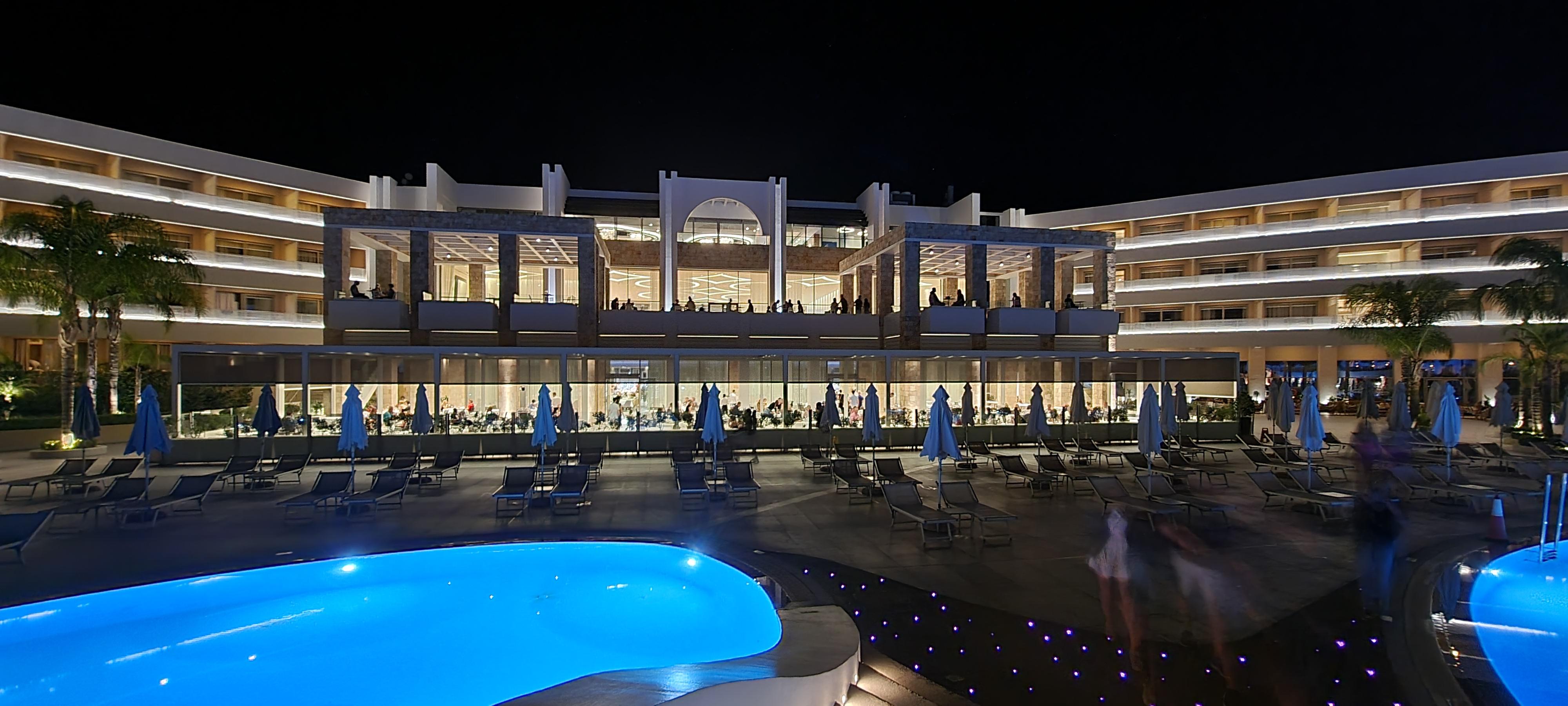 The main swimming pool by night