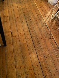 Rustic wood floors.