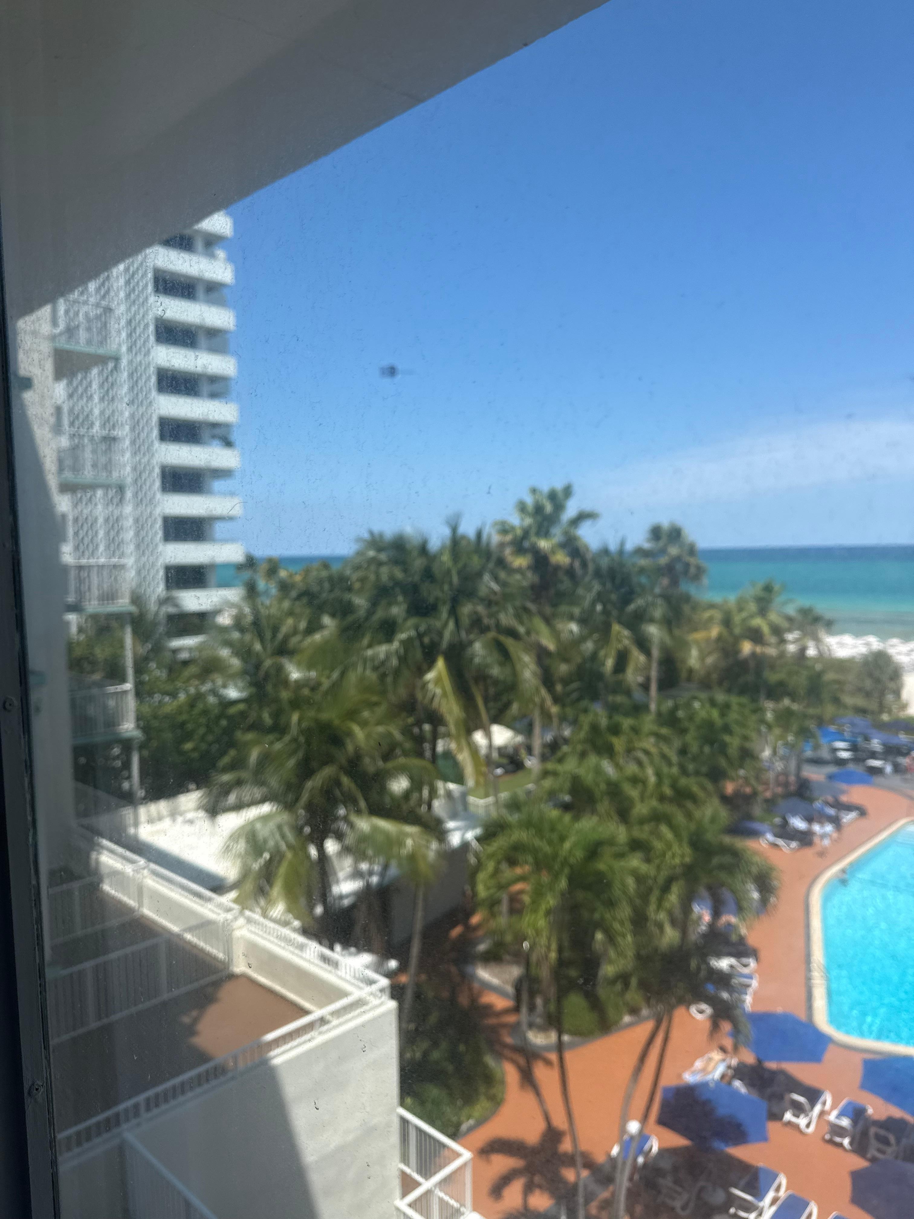 View from room 7th floor, overlooking pool and ocean