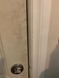 Dirty on the door frame and door. Discusting