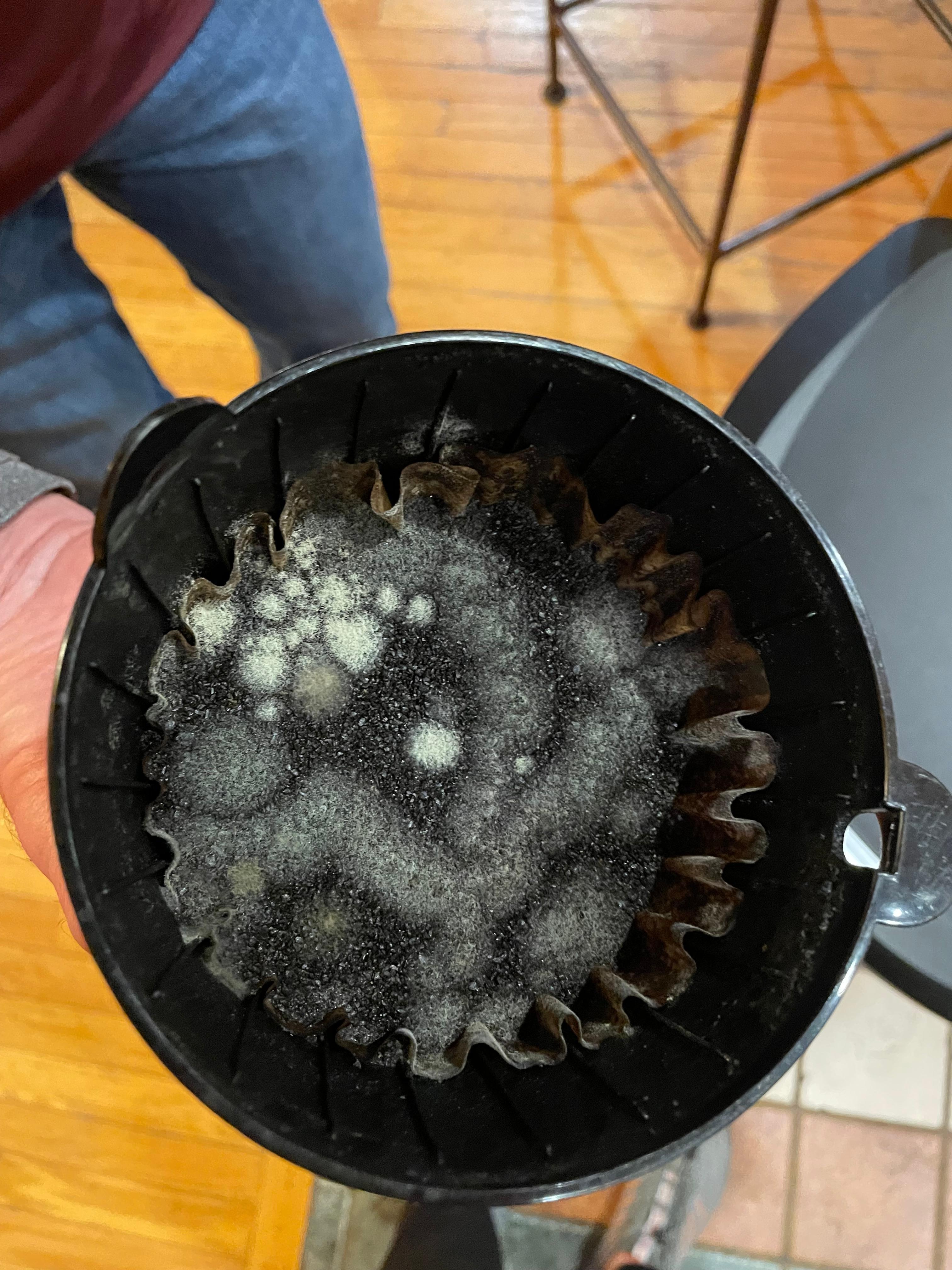 Molded coffee in coffee pot 