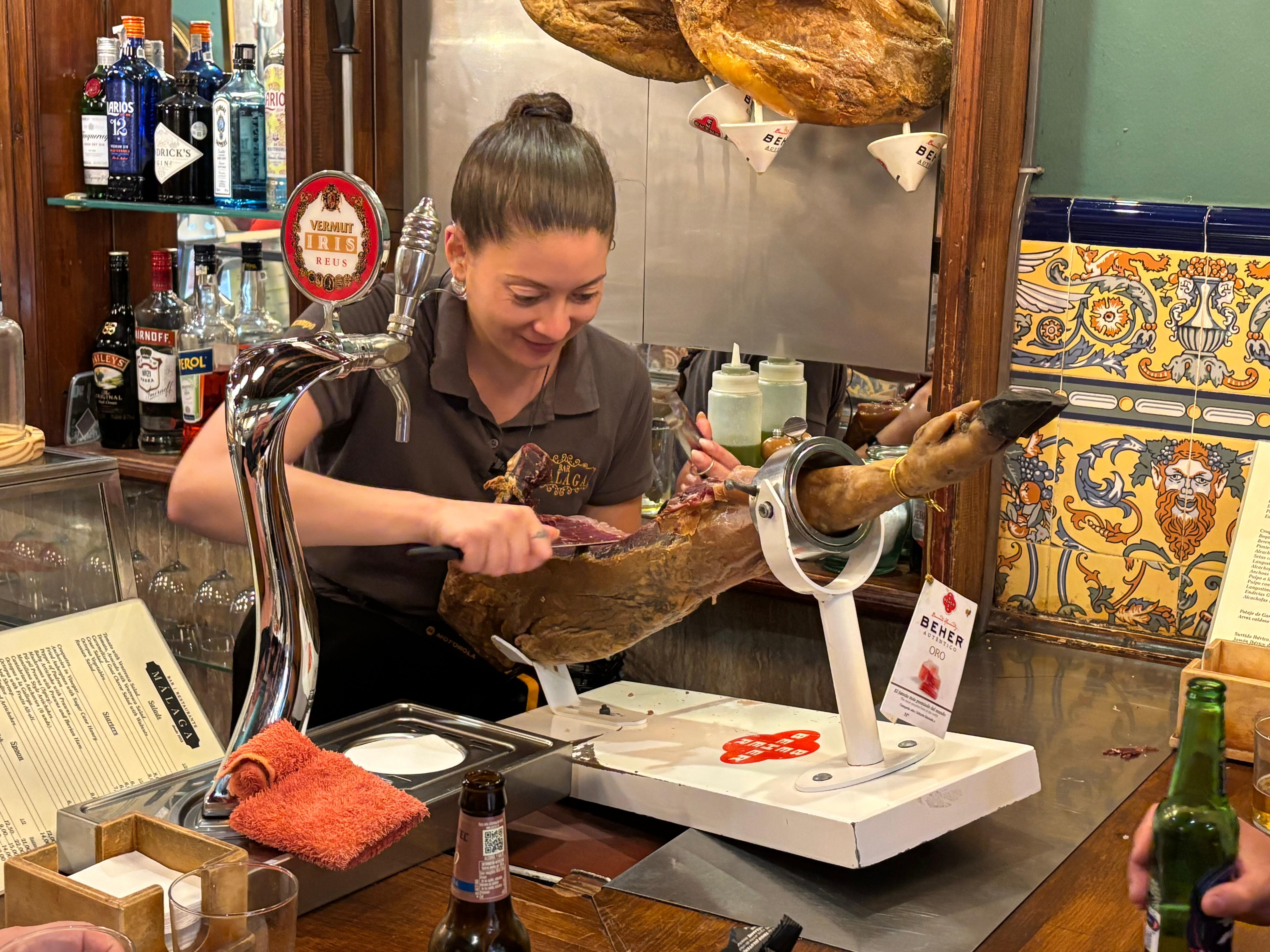 Iberico ham bring prepared