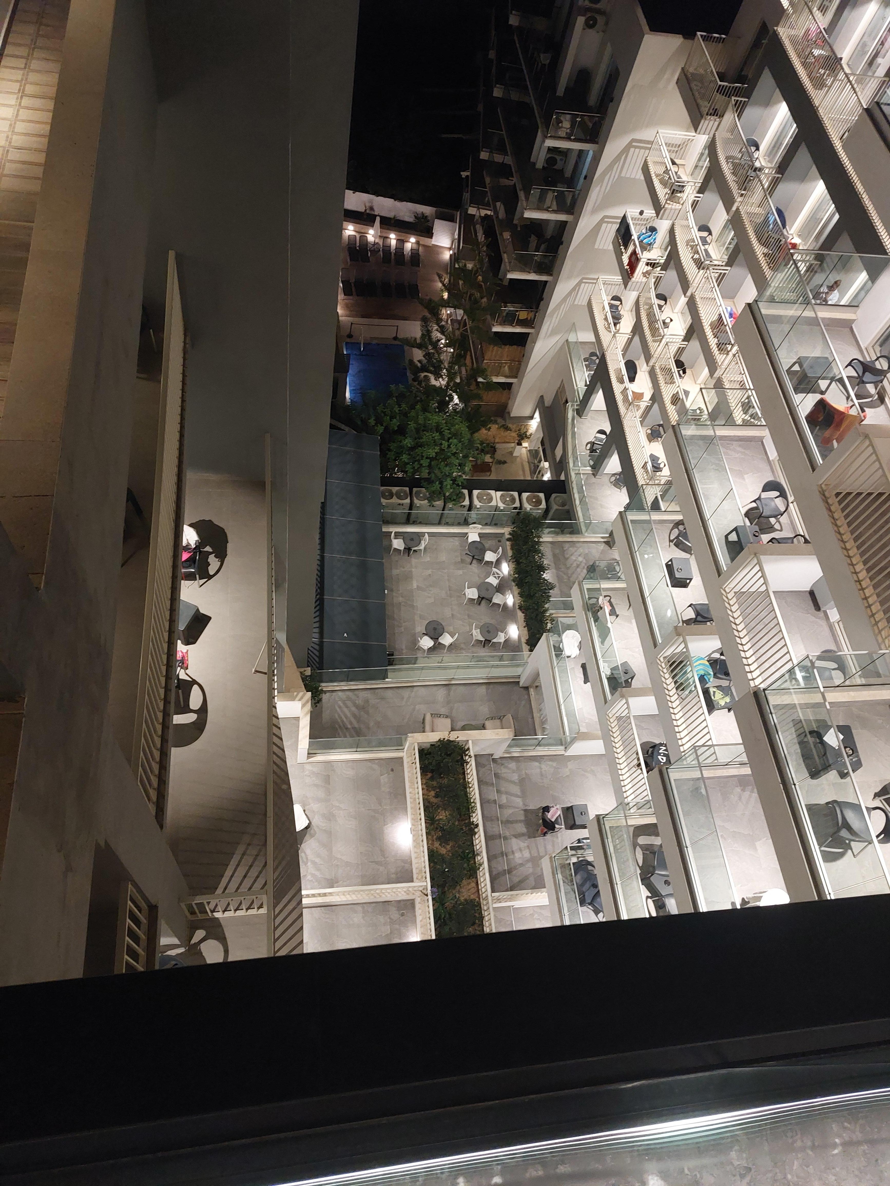 Looking down