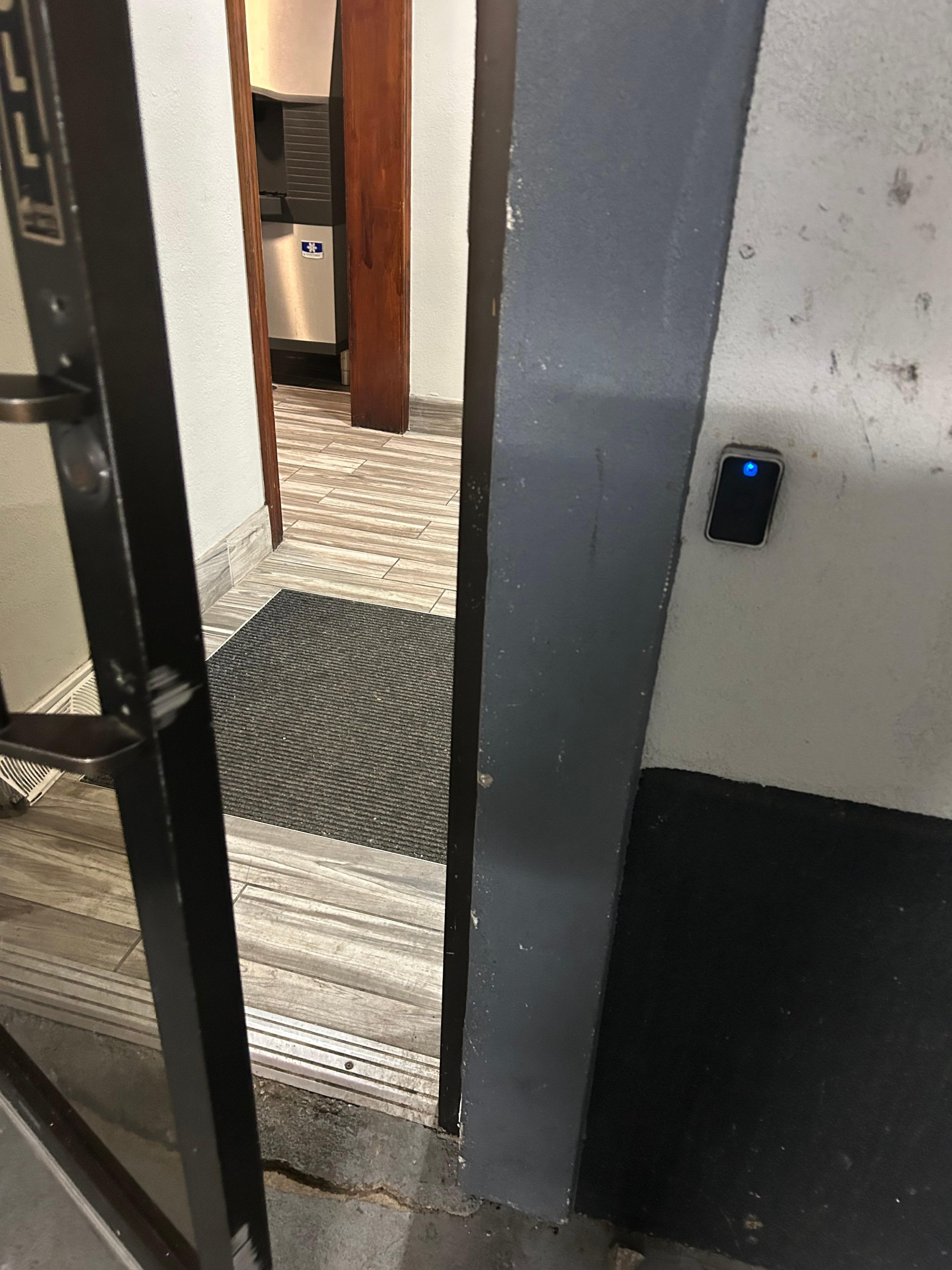 Side door has a broken lock. Anyone can access without a key card.