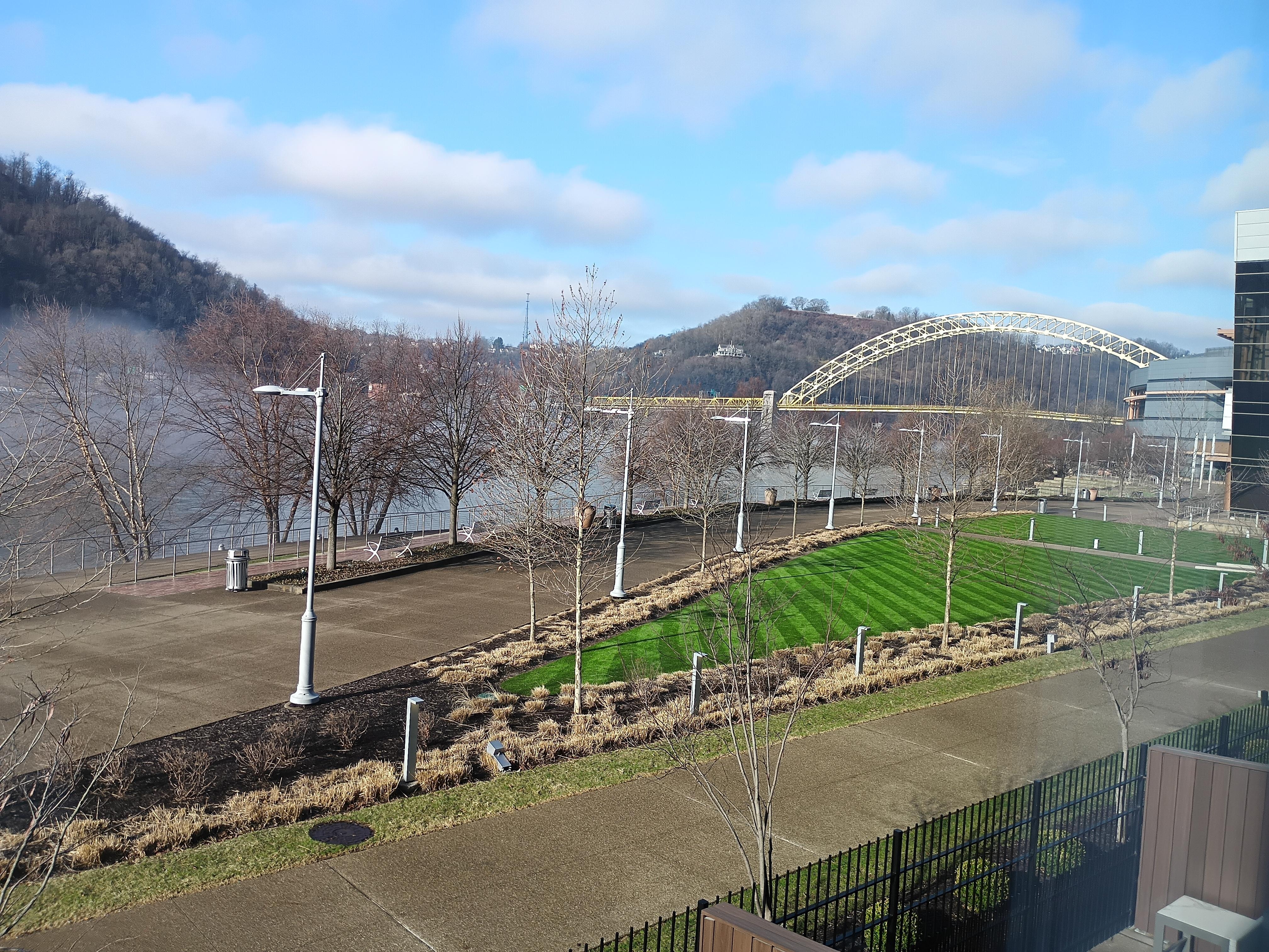 "mountain" view of the west end bridge