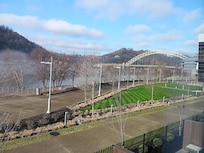 "mountain" view of the west end bridge