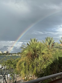 Dinner with a double rainbow