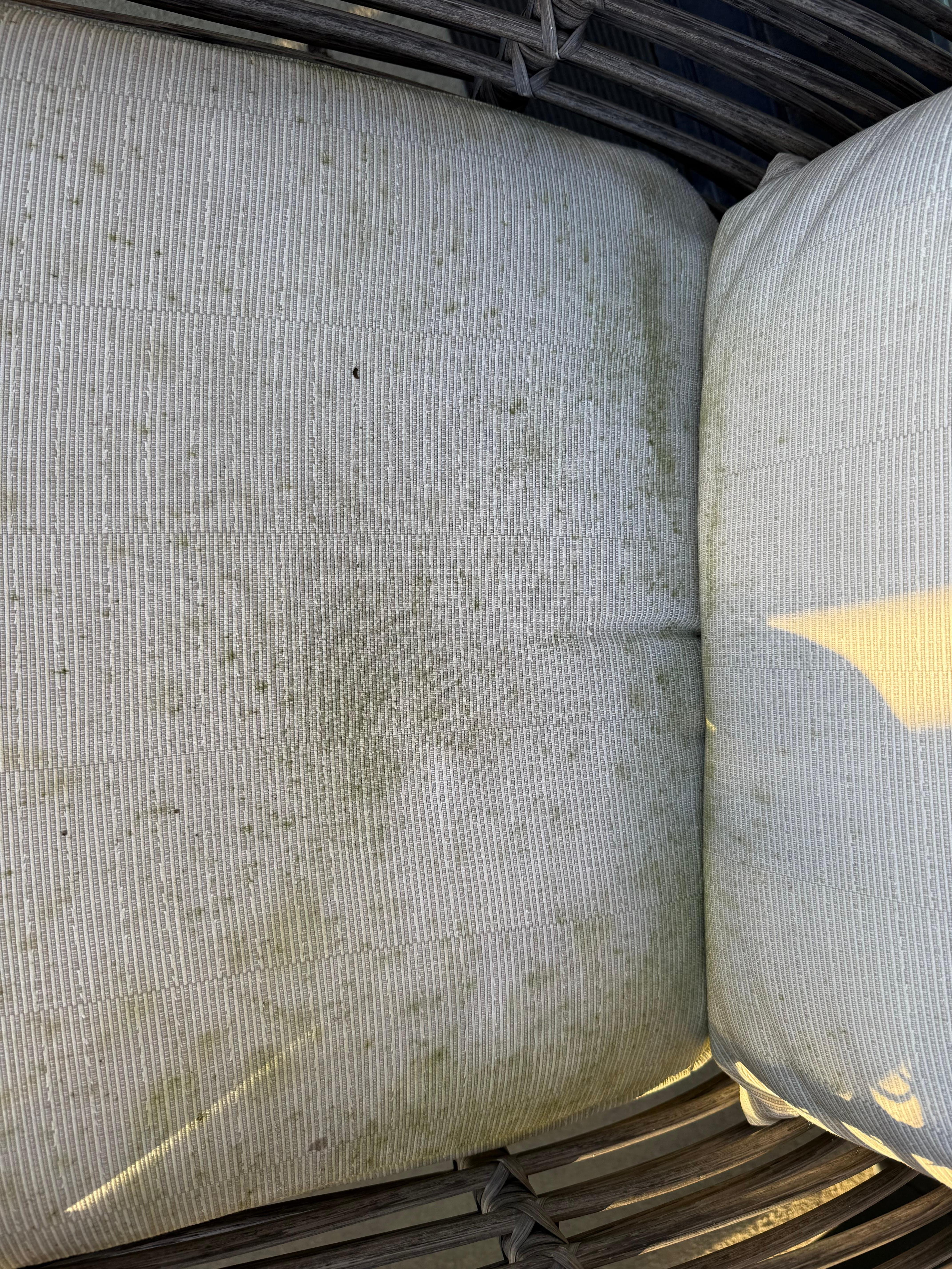 mildewed chair on mbr balcony; could not sit on it. 