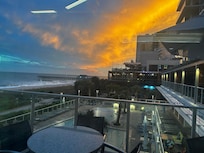 From the sports bar window.