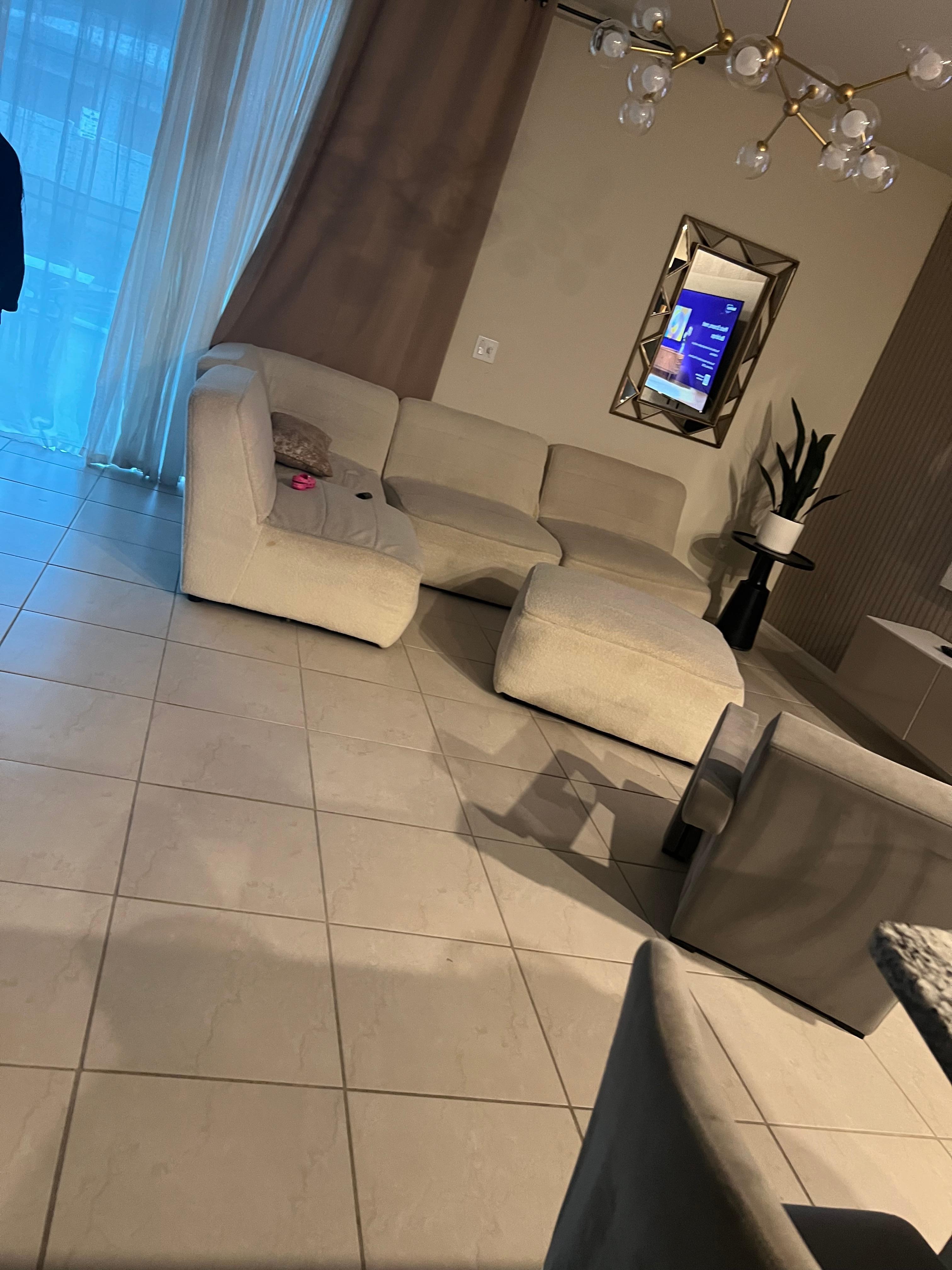 The sectional was dirty and missing parts