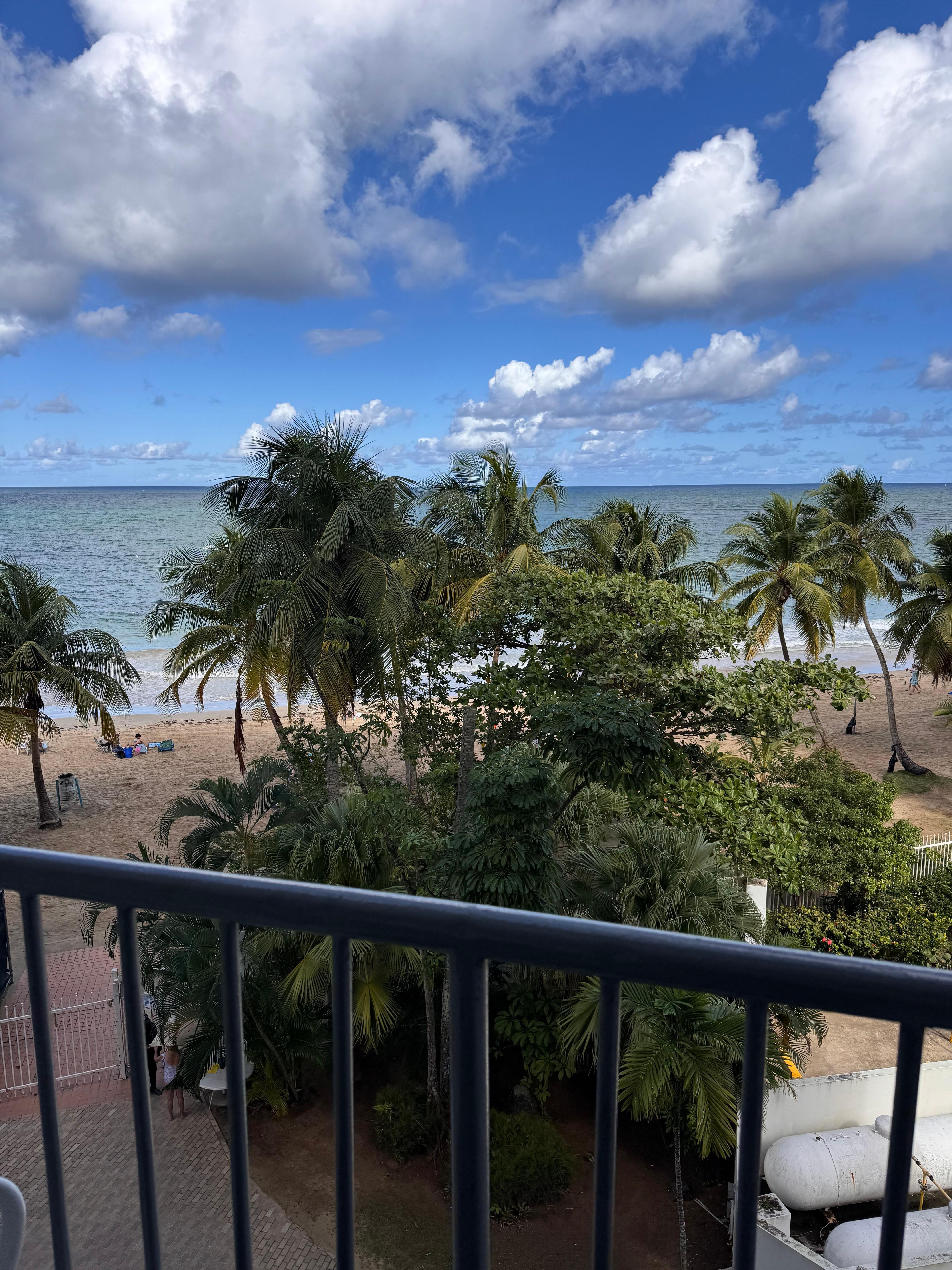 View from balcony to beach 