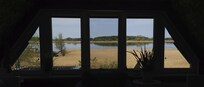 Blick aus dem Schlafzimmer auf den Peenestrom
