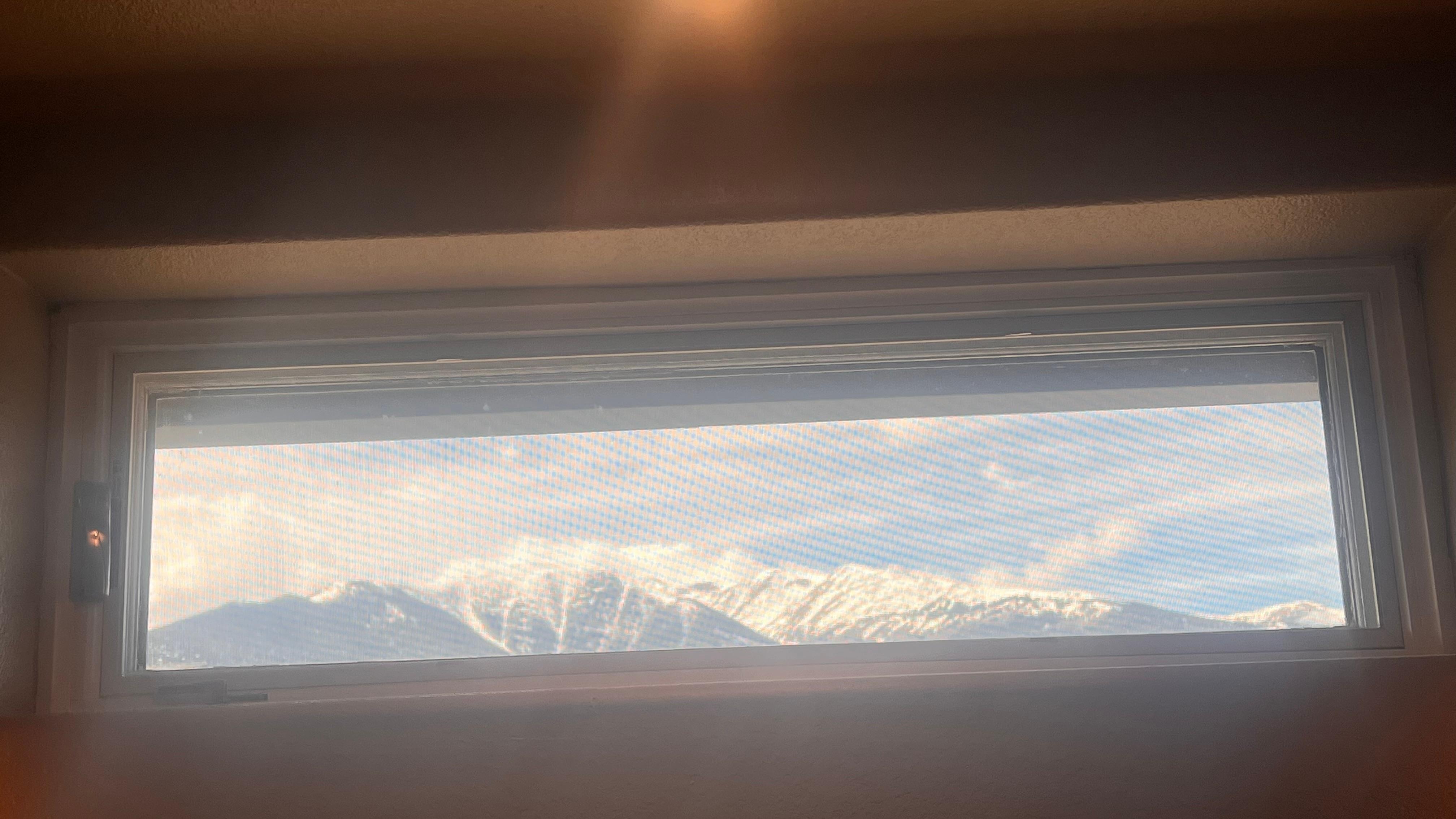 Clerestory window view when you walk in bathroom.