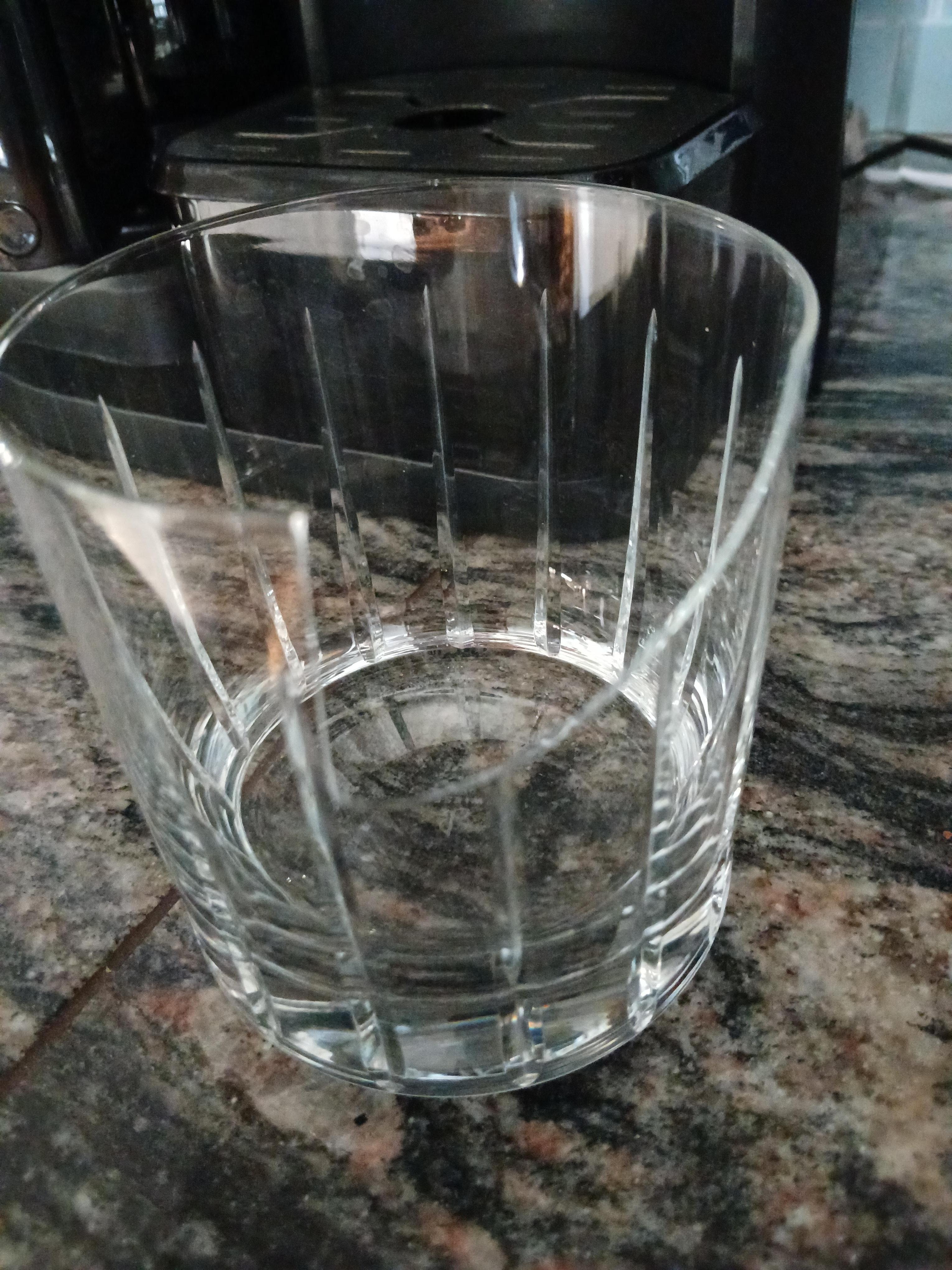 Broken glass in cabinet 