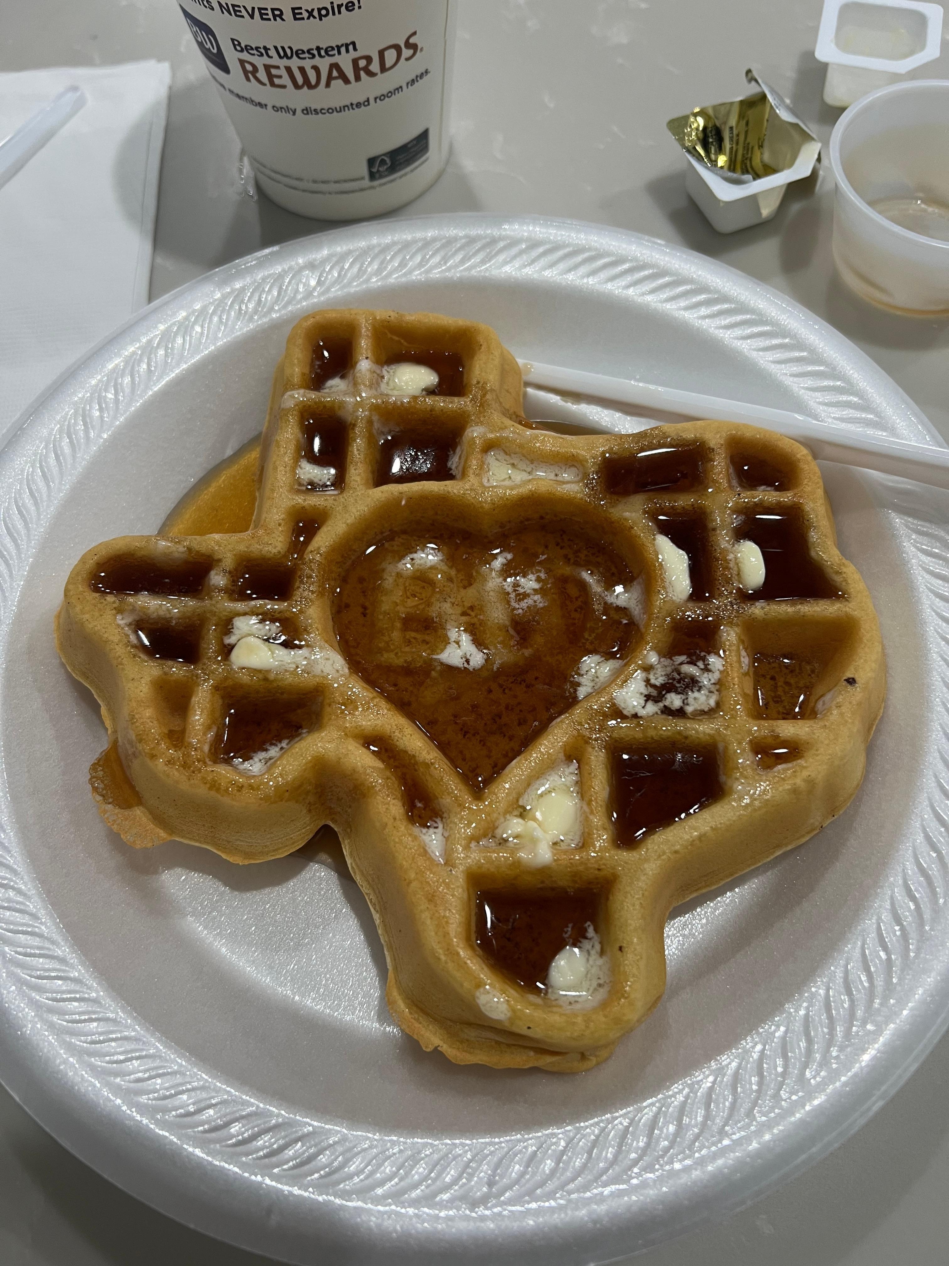 Waffles and the coffee are good