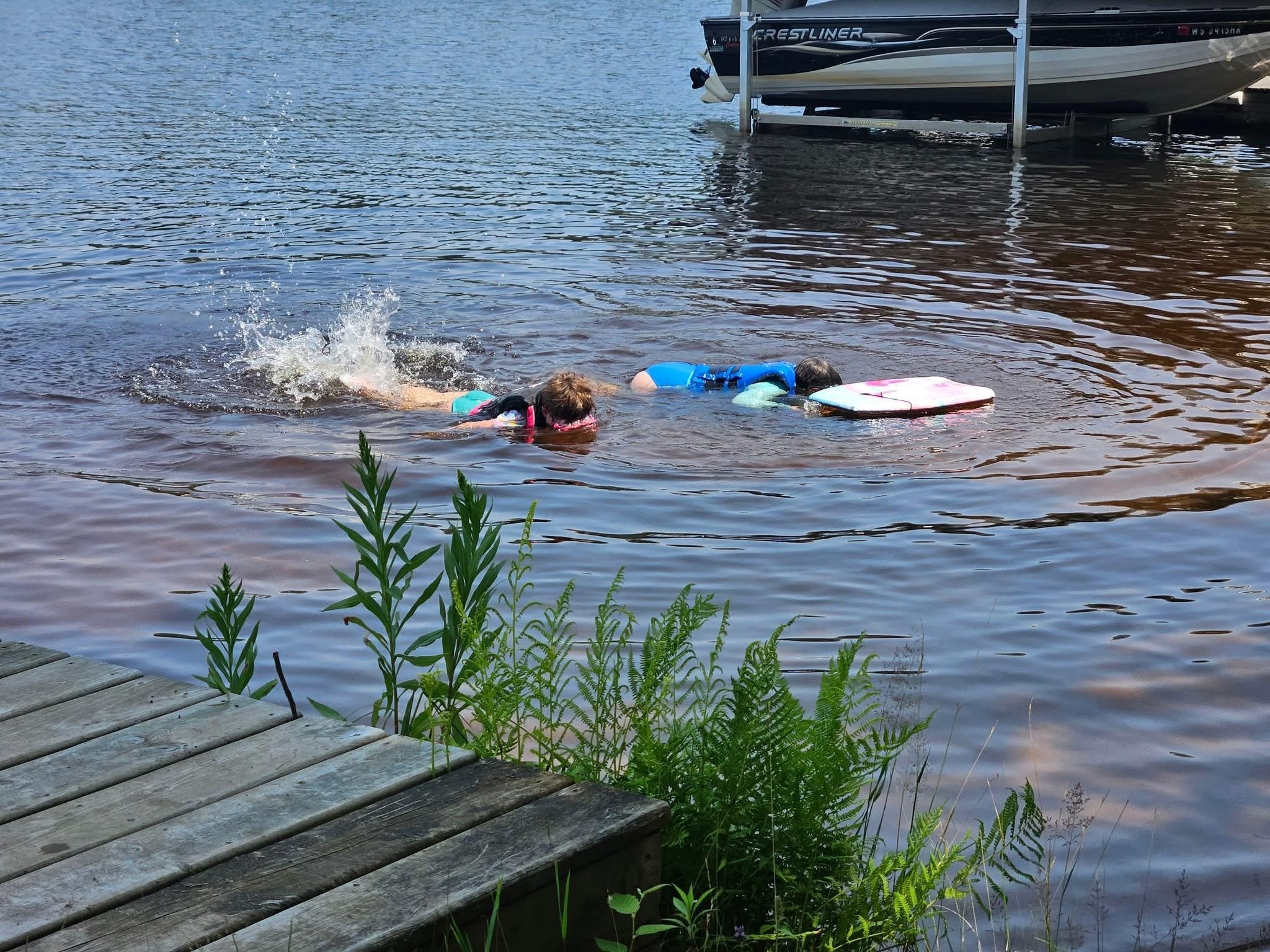 The girls swimming at the beach area. 