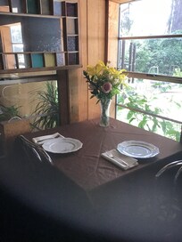 Lunch for two in preparation kitchen.