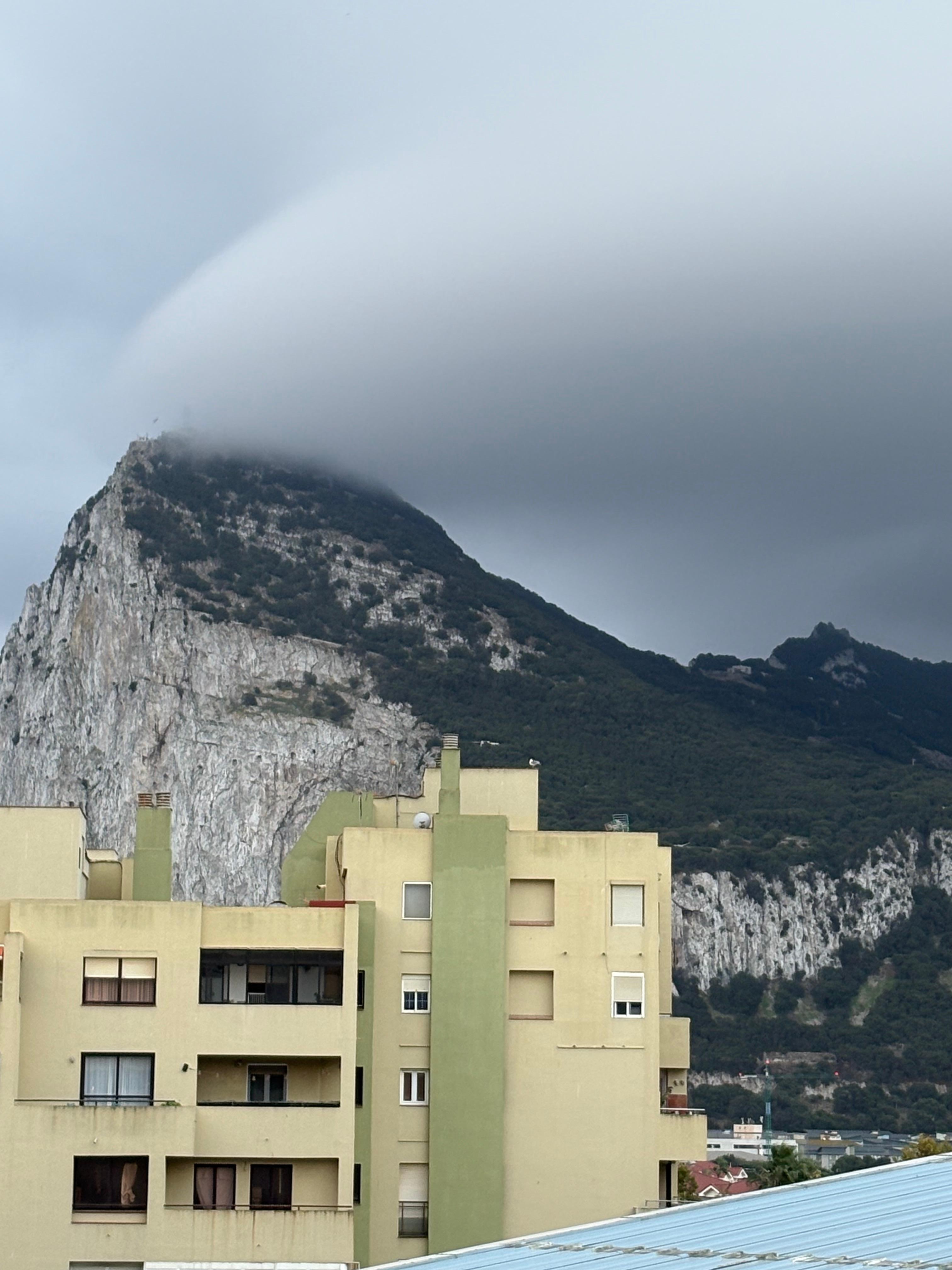 View of the Rock of Gibraltar from our room window.