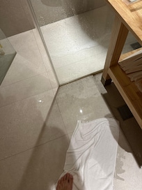 Sewage smelling bathroom. The drain clogged one day, causing overflow