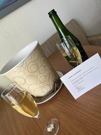 We were surprised with an anniversary cheers, compliments of the Holiday Inn!
