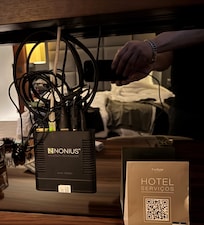 TV module and wires hanging