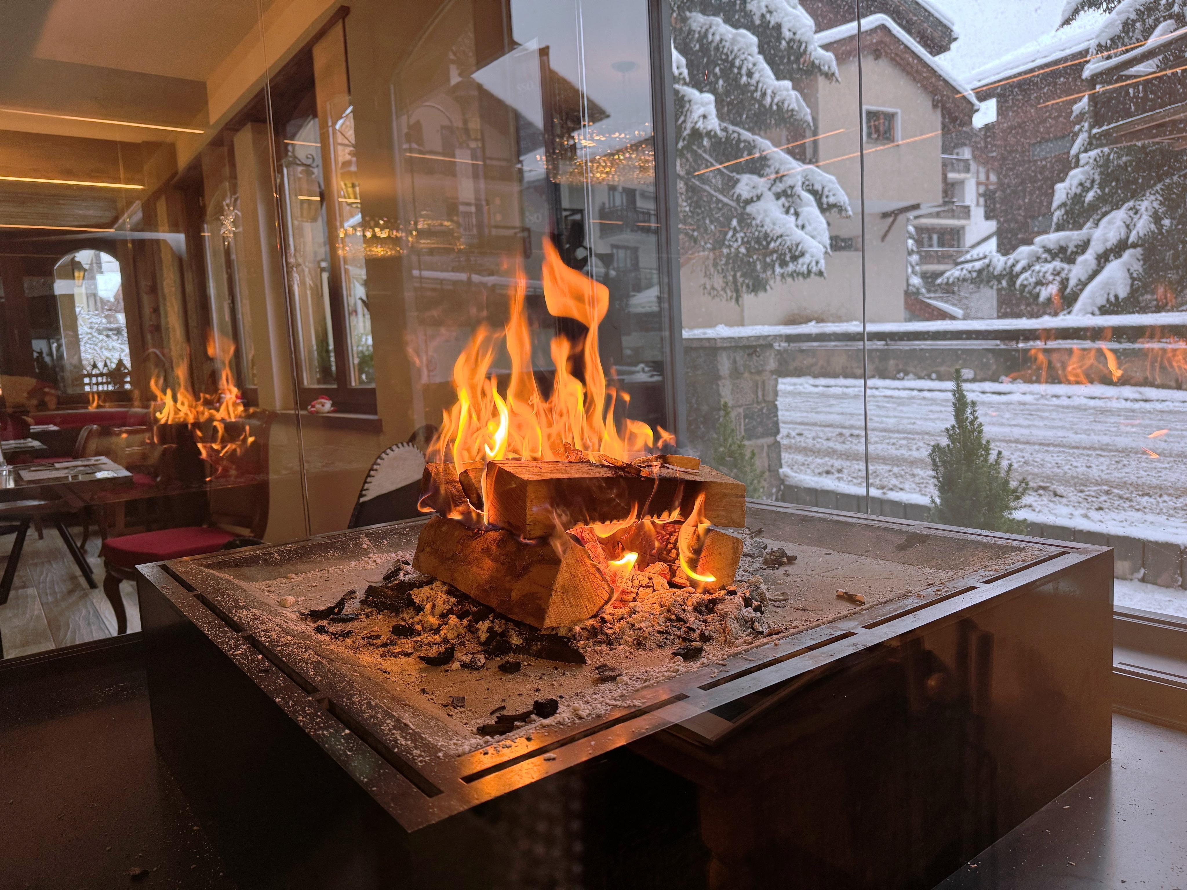 Fireplace at their lobby