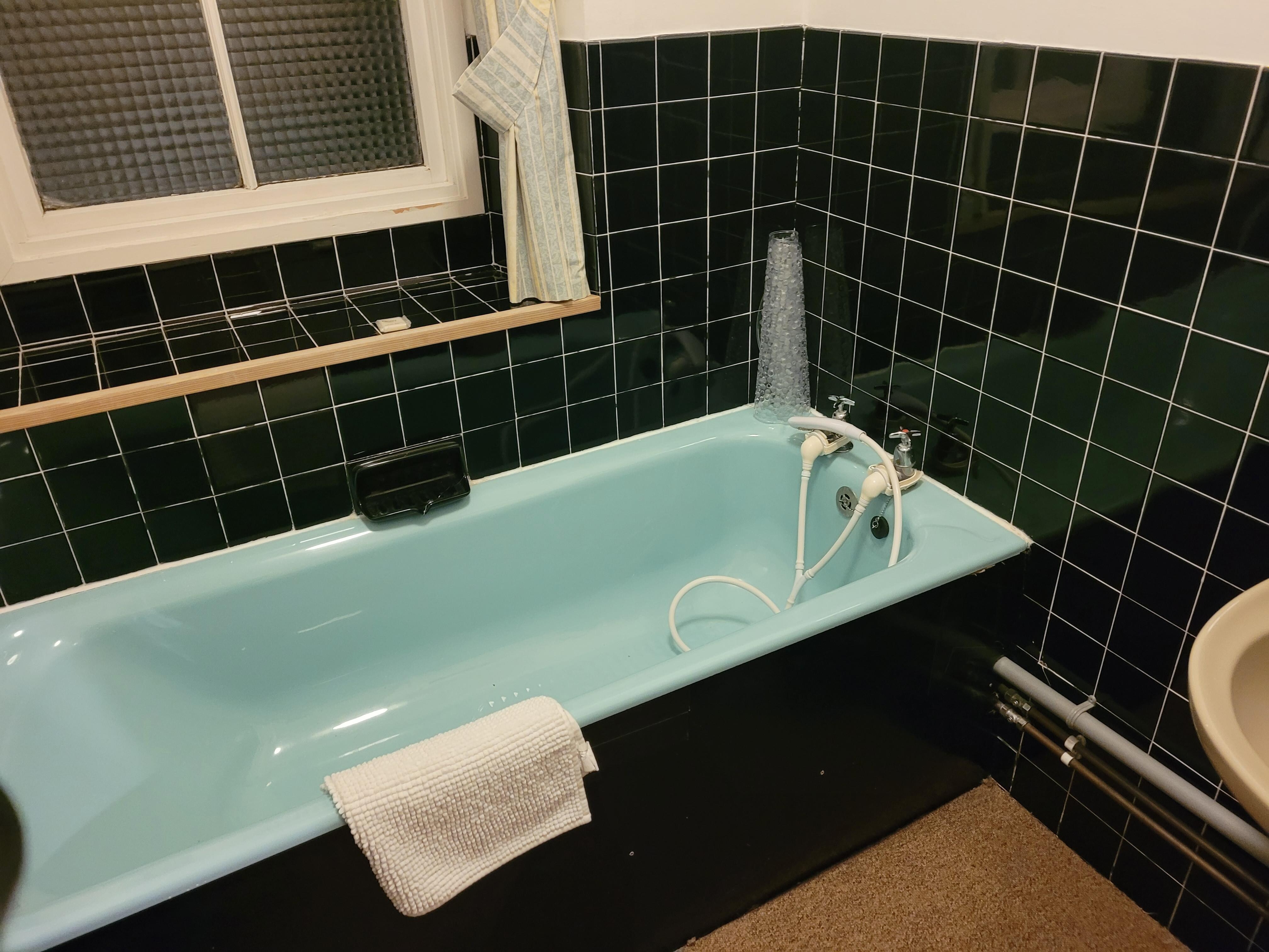 The separate bathroom, the bath is big though. 