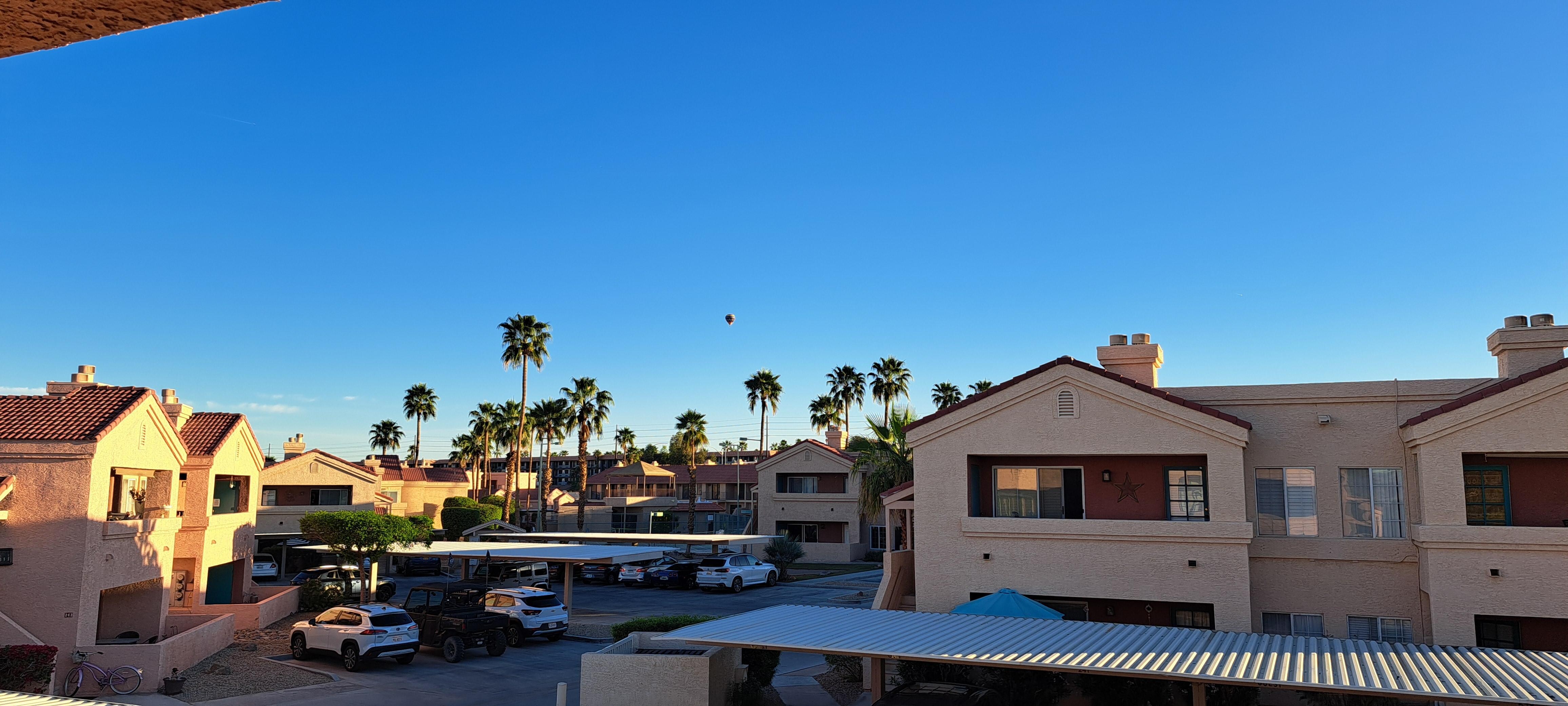 Hot air balloon passing by
