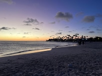 View from the beach looking towards the Div/Tamarin all inclusive resort (separate resort but part of the Divi Resorts)