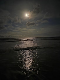 Moonlight walk on the beach was beautiful