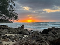 Nearby beach at sunse