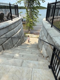 Steps to dock and lake