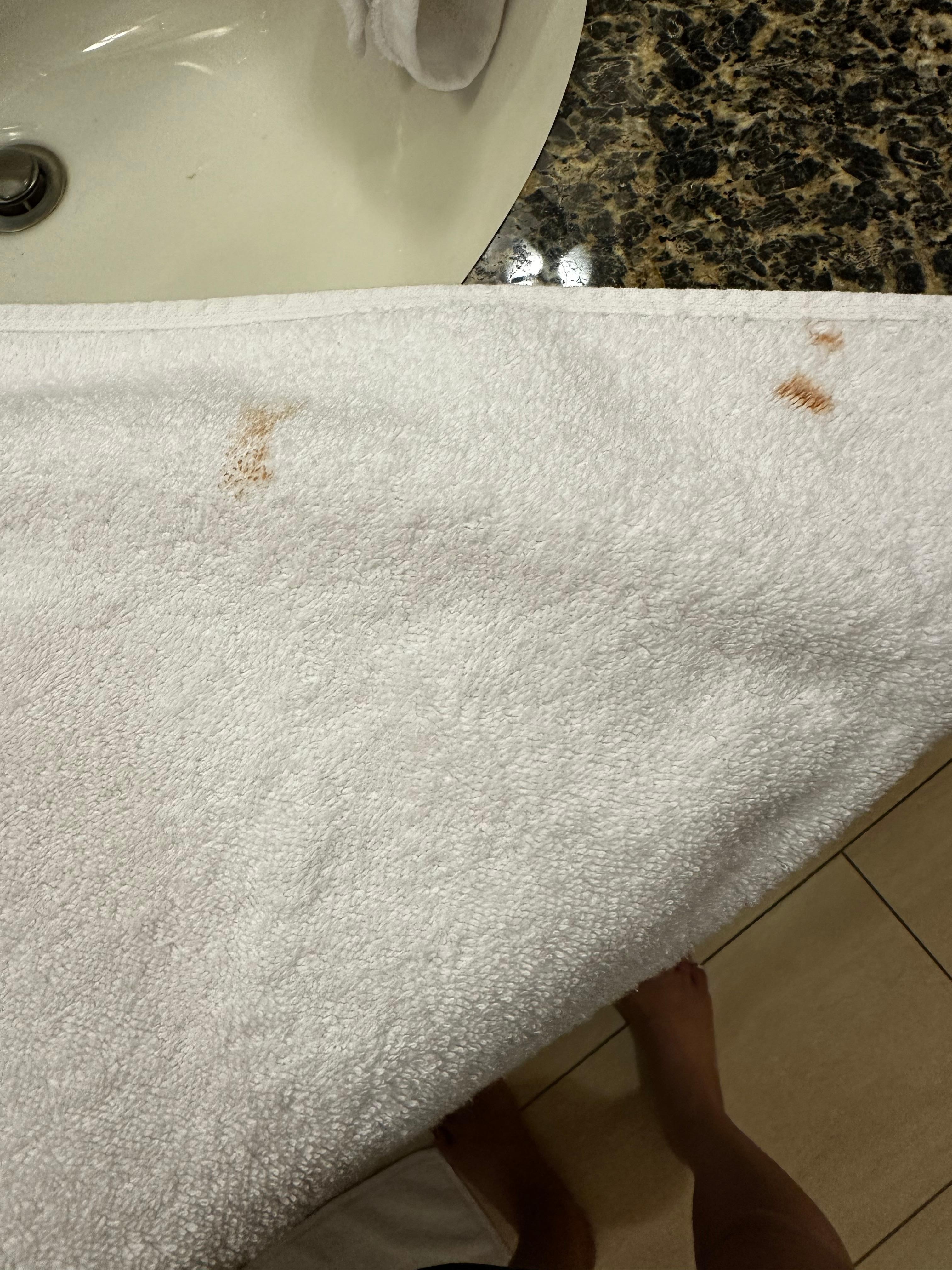 Fresh towel has nasty stain on it
